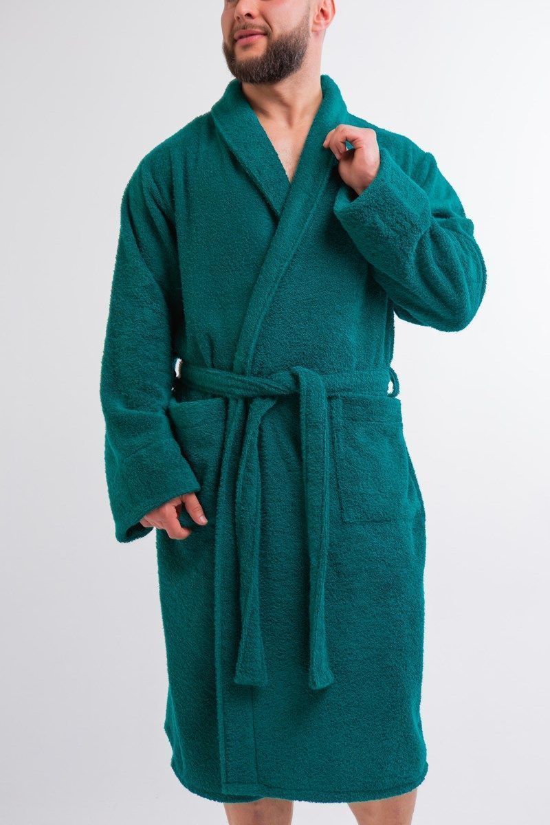 снимок Халат махровый мужской изумруд с вышивкой от магазина BIO-TEXTILES ОПТ