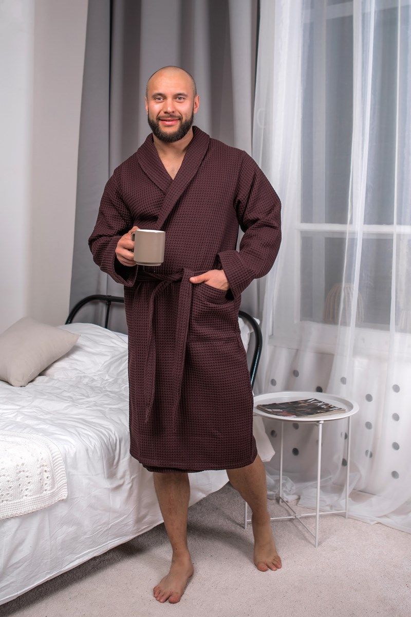 снимок Халат вафельный PandaHug Оrlando шоколадный от магазина BIO-TEXTILES ОПТ