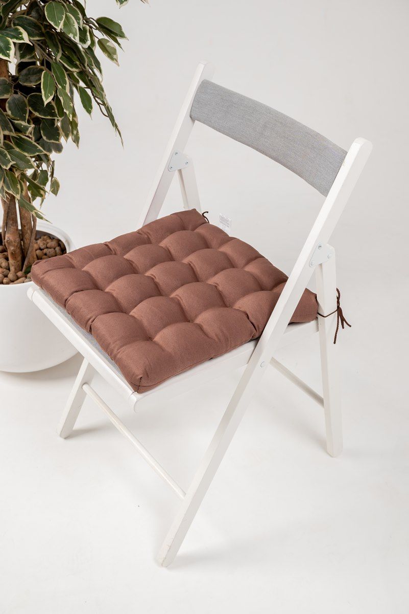 снимок Подушка для стула "ЛОФТ" с завязками, коричневая 40*40 от магазина BIO-TEXTILES ОПТ