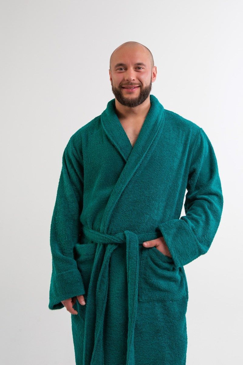 снимок Халат махровый мужской изумруд с вышивкой от магазина BIO-TEXTILES ОПТ