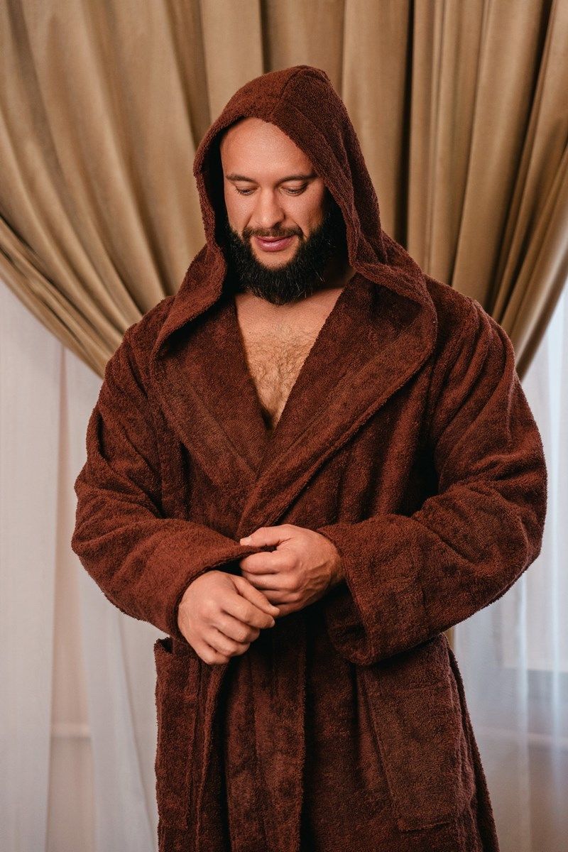 снимок Халат махровый с капюшоном, шоколадный от магазина BIO-TEXTILES ОПТ