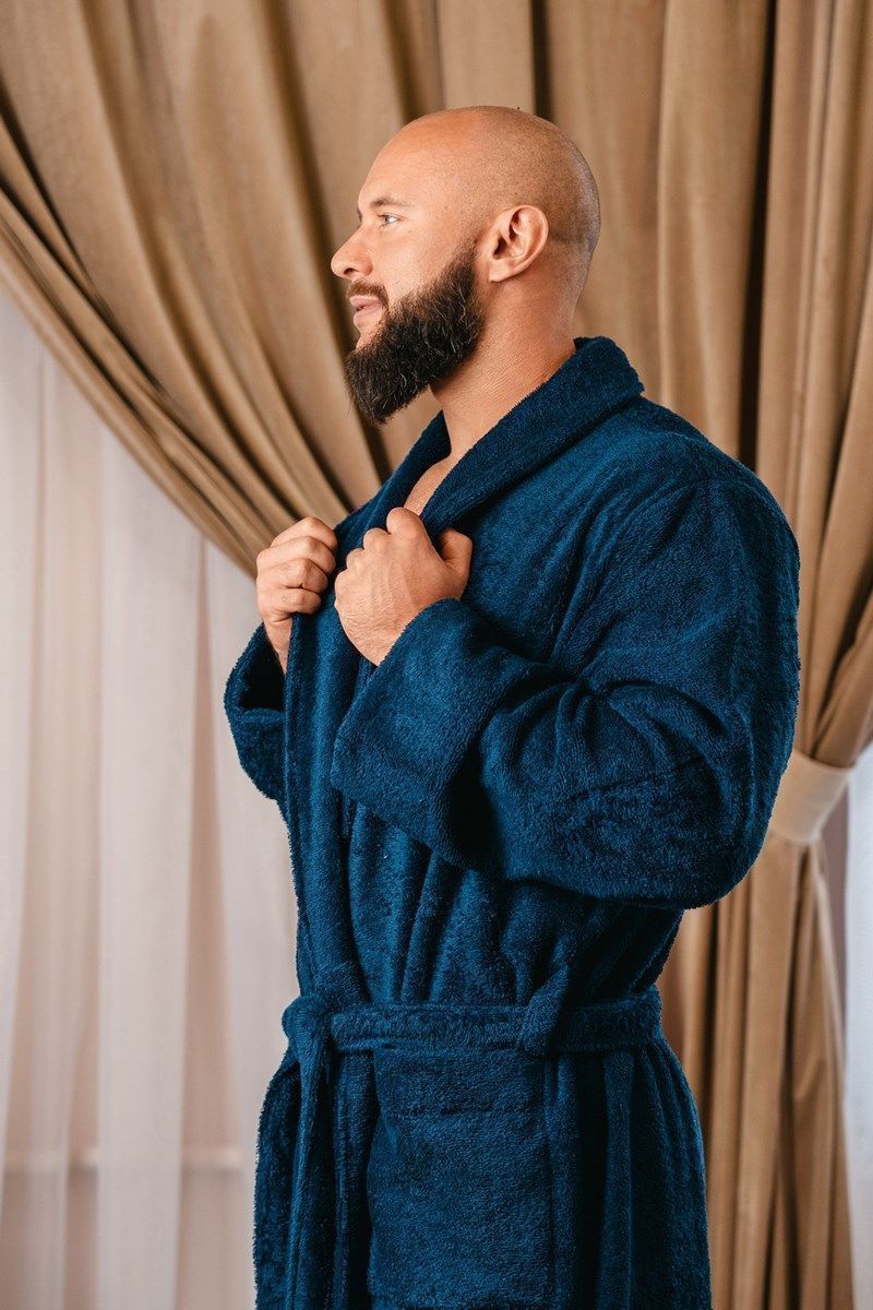 снимок Халат махровый мужской темно-синий от магазина BIO-TEXTILES ОПТ