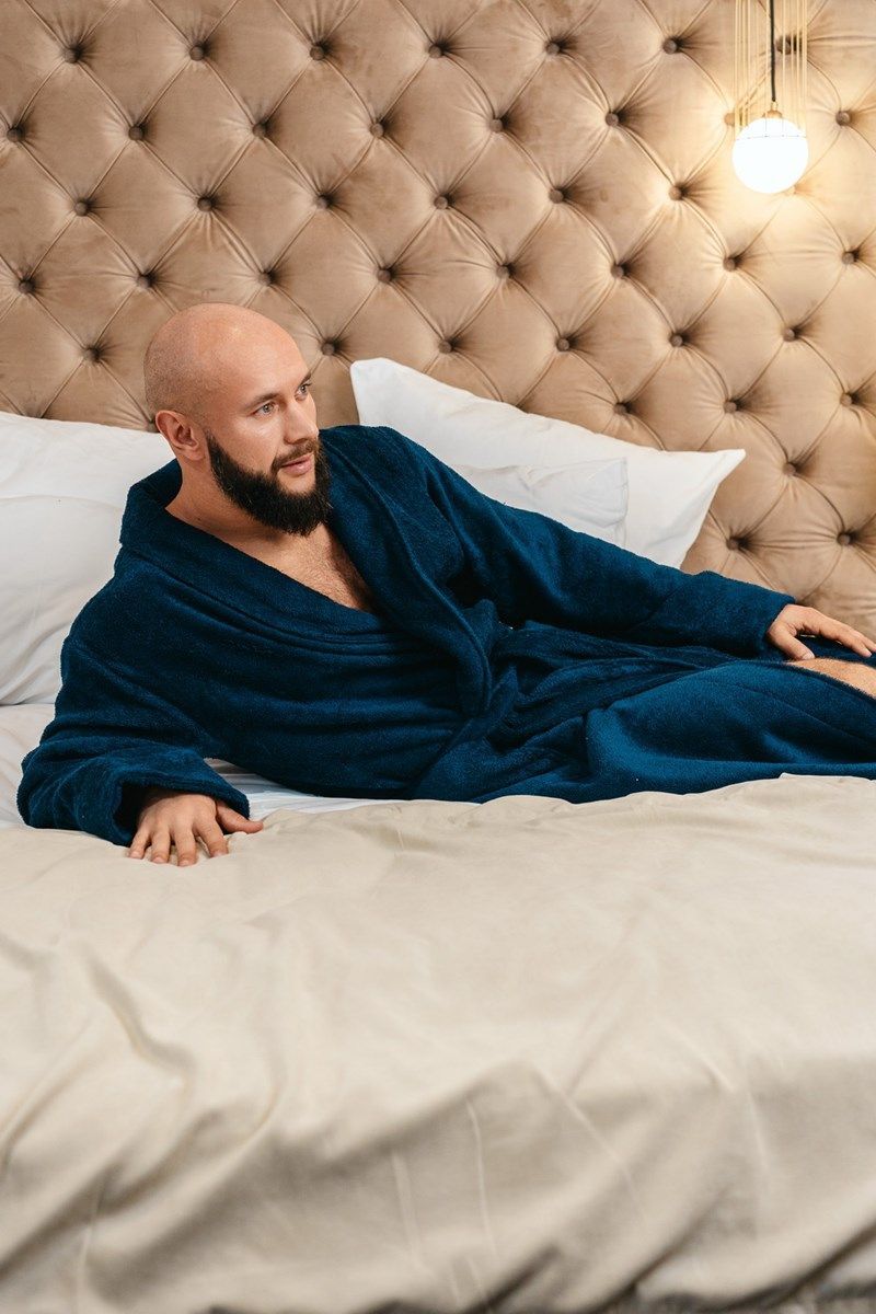 снимок Халат махровый мужской темно-синий от магазина BIO-TEXTILES ОПТ