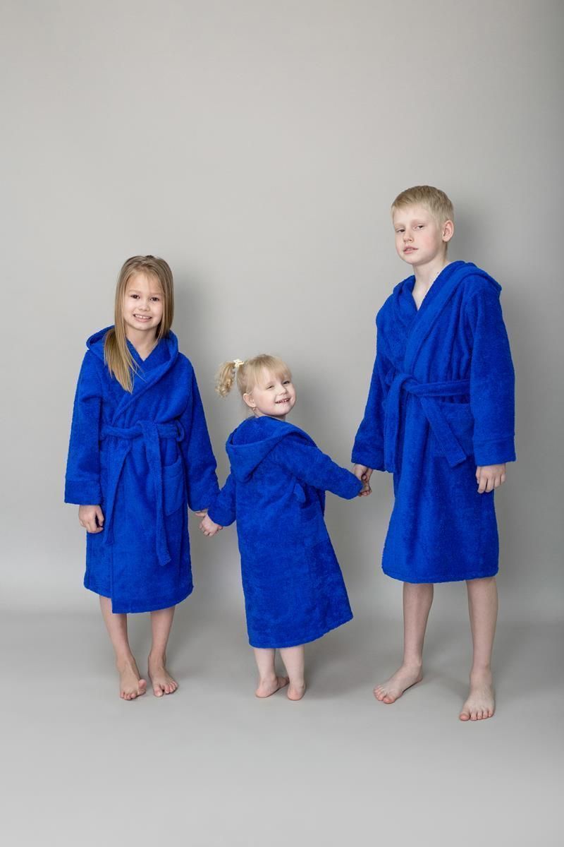 снимок Халат махровый детский с капюшоном васильковый от магазина BIO-TEXTILES ОПТ