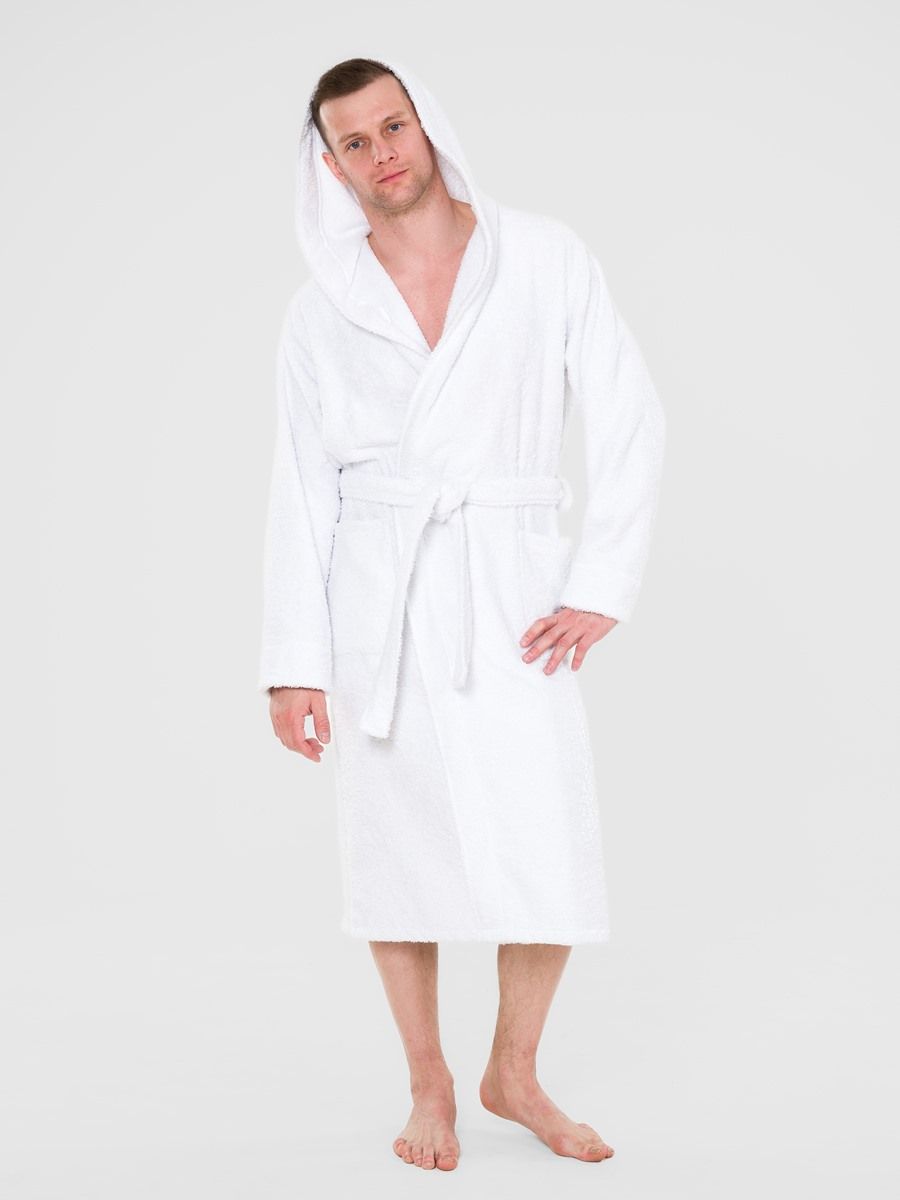 снимок Халат махровый PandaHug Leonardo белый капюшон от магазина BIO-TEXTILES ОПТ