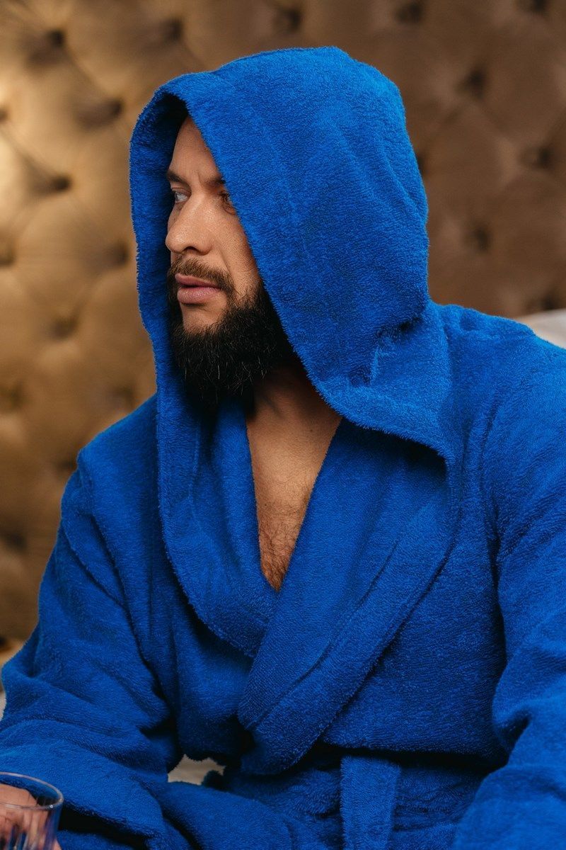 снимок Халат махровый с капюшоном, васильковый от магазина BIO-TEXTILES ОПТ