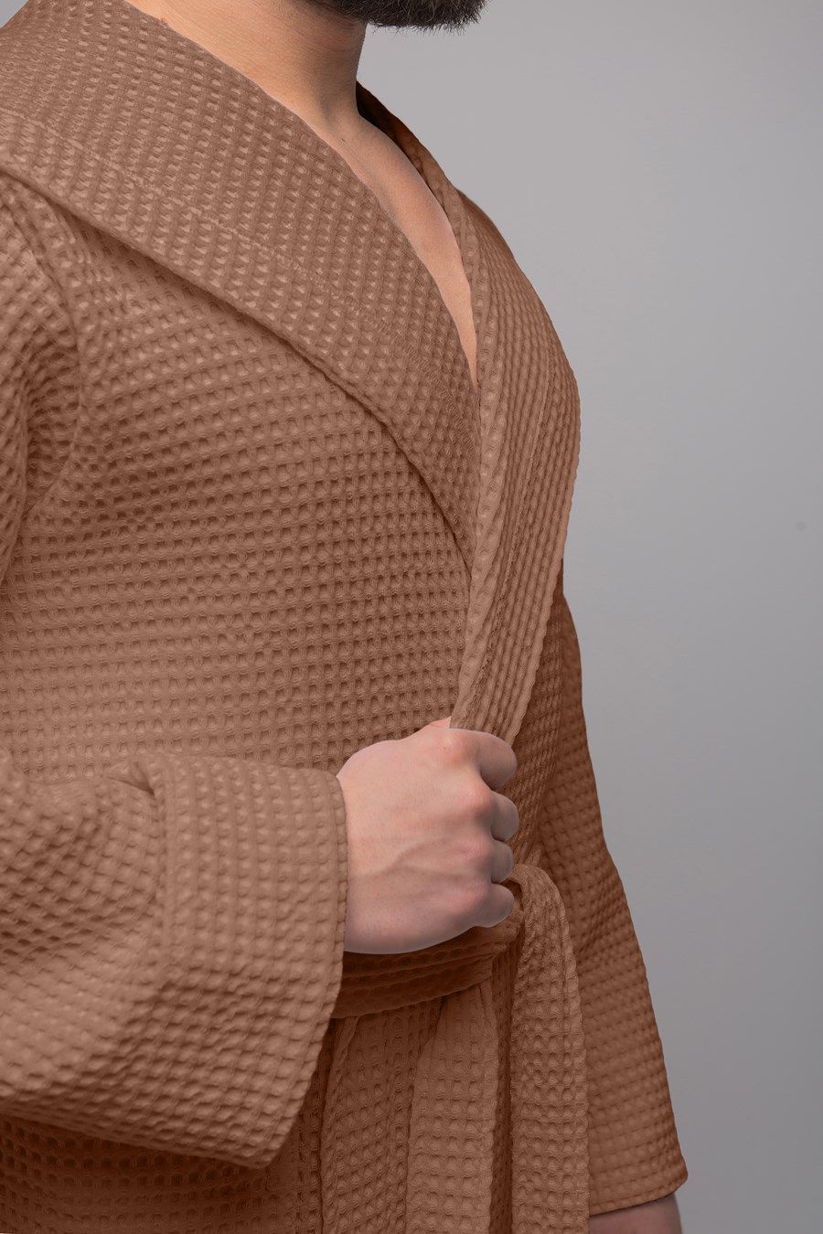 снимок Халат вафельный PandaHug Оrlando мокко капюшоном от магазина BIO-TEXTILES ОПТ